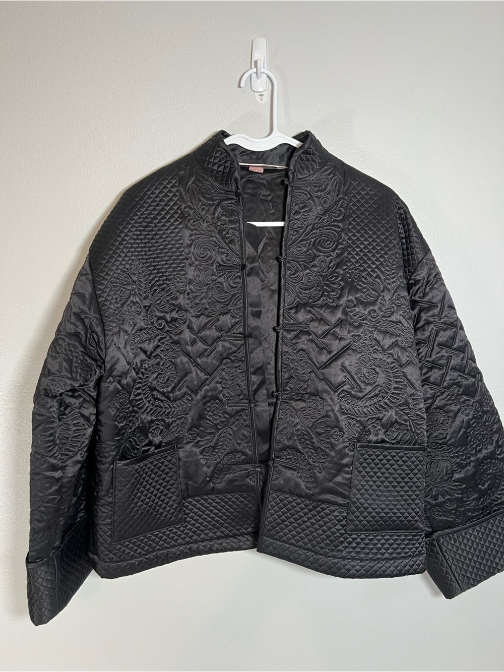 Victoria’s Secret 100% silk Black Quilted Embroidered Jacket